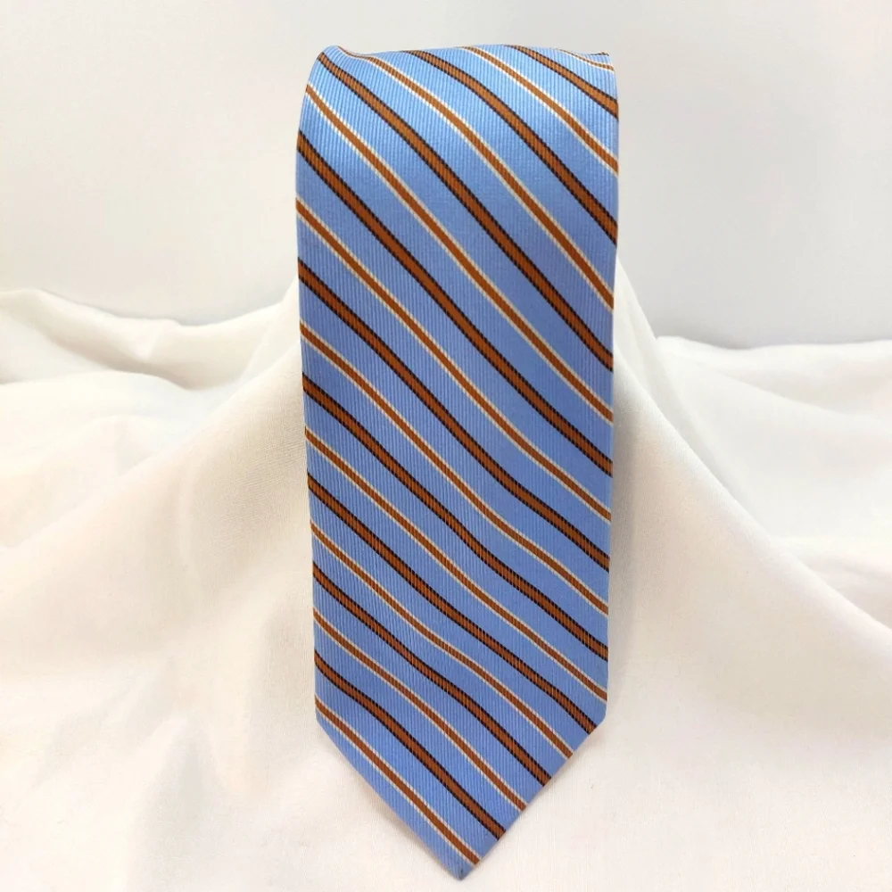 Jos. A. Banks Exec Collection Mens Repp Necktie Lt Blue‎ Tan Black Tie Striped